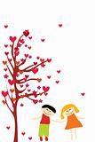 love couple and heart tree