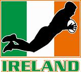 rugby playing diving try ireland flag