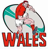 Welsh  Rugby player running ball Wales