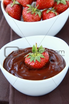Hot chocolate cream and strawberry beautiful dessert