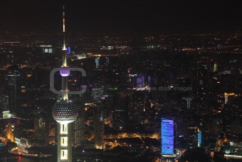 Oriental Pearl Tower and Shanghai at night