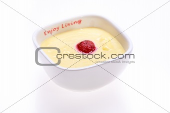 Custard with strawberries