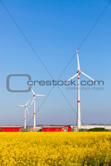 Wind Turbine in Countryside on Spring