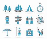 Camping, travel and Tourism icons