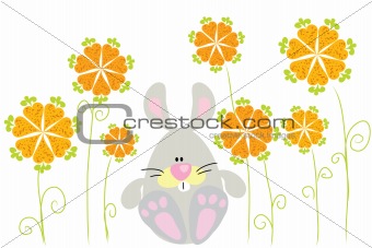 rabbit with carrot flowers