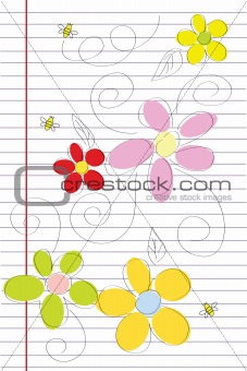 flowers on lined sheet 