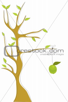 Vector tree with one fruit