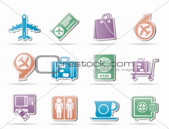 airport, travel and transportation icons 1