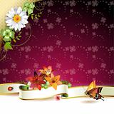 Floral background with ribbon