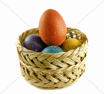 Easter eggs in a wattled basket