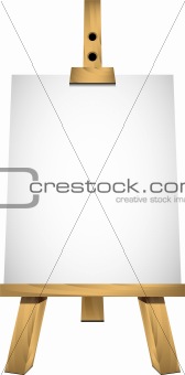 Easel with a blank sheet of white paper for your image or text
