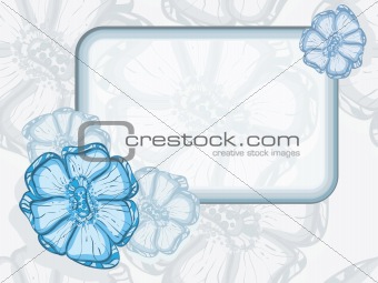 vector frame  with abstract flowers on seamless background 