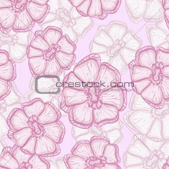 vector seamless background with abstract sakura flowers