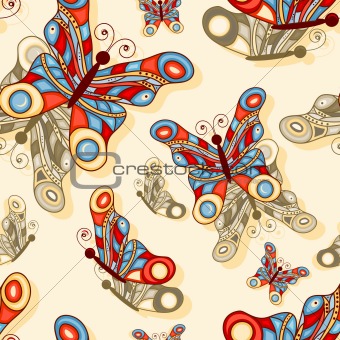 vector seamless background with butterflies