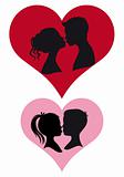 couples kissing, vector