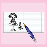Drawing in a notebook Mother\'s Day