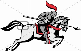 knight with lance riding horse