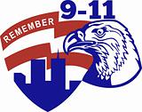 9-11 Eagle Head World Trade Center American Flag