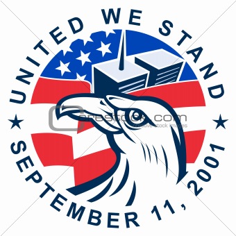 9-11 Eagle Head World Trade Center American Flag