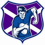 rugby player flag and shield of scotland