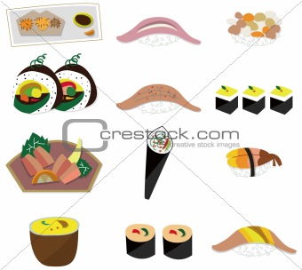 artoon Japanese food icon set