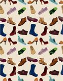 cartoon shoes set seamless pattern