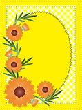 Vector Eps 10 Yellow Oval Copy Space with Gingham and Flowers