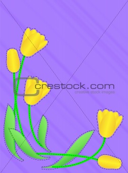 Vector Eps 10 Purple Copy Space with Yellow Tulips