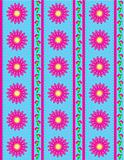 Vector Eps 10 Blue Wallpaper with Pink Flowers and Pink Stripes