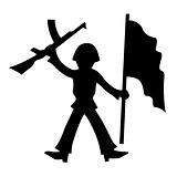 vector silhouette of the soldier on white background