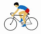 vector silhouette bicyclist on white background