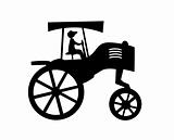 vector silhouette of the old tractor on white background