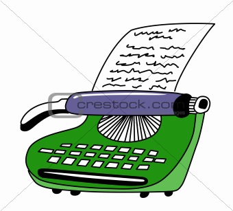 vector drawing of the printed type-writer on white background