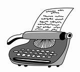 vector drawing of the printed type-writer on white background