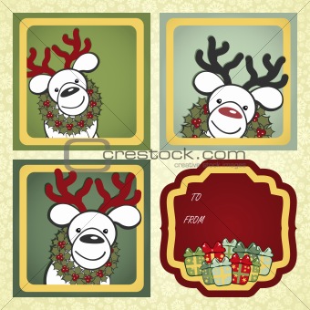 Christmas gift labels with elements of the Christmas decor.