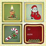 Christmas gift labels with elements of the Christmas decor.