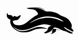 vector silhouette dolphin on white background