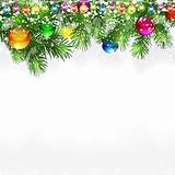 Christmas background with snow-covered branches