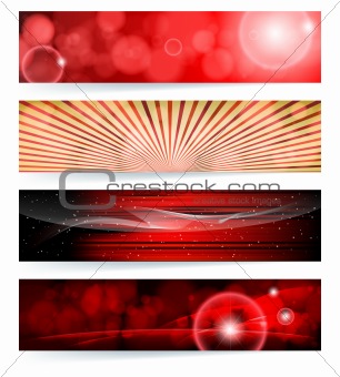 Vector set of abstract banners. Red Design.
