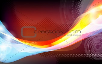Abstract illustration with blue and red design, vector card.