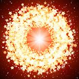 eps10 vector star shining round frame on a on a red background.