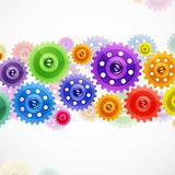 Techno background with colorful gears. Industrial image.