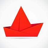 Abstract origami ship, vector background.