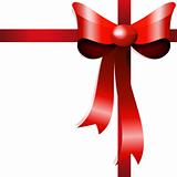 Red gift bow with ribbons. Vector