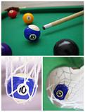 collage of close-up of  billiards balls