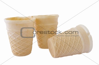empty waffle cone for ice cream isolated