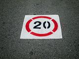 Speed limit sign painted