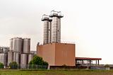Modern Industry dairy complex with silos