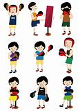 cartoon boxer icon set