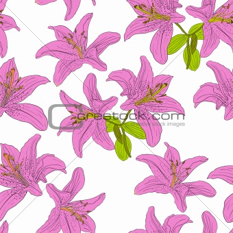 Seamless  background with flower lily. 